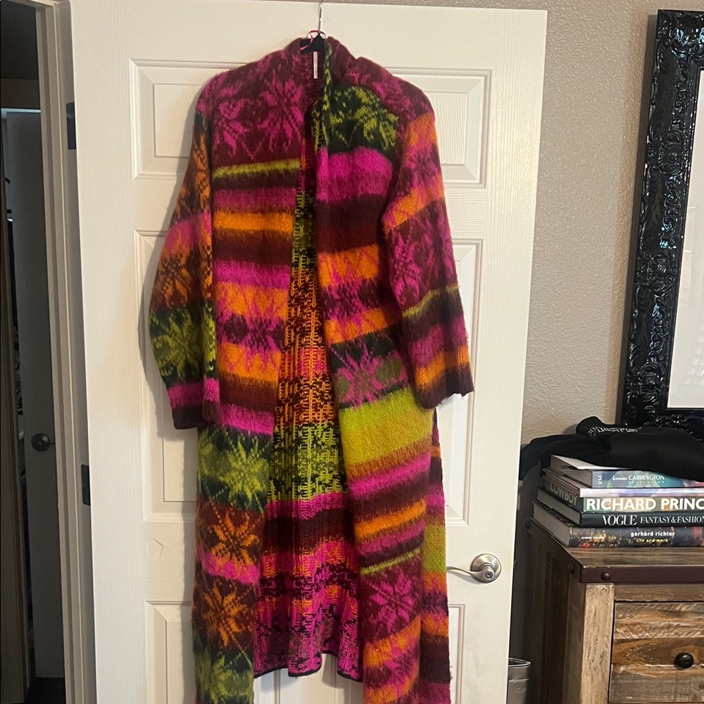 Free People Multicolor Long Cape Coat